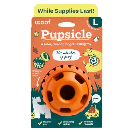 Image of WOOF Pupsicle Interactive Dog Ball Toy for Dogs Large 25-75 lbs - Orange