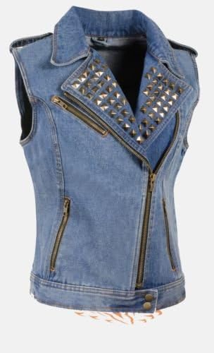 MOTORCYCLE LADIES SEXY DENIM VEST BLUE 