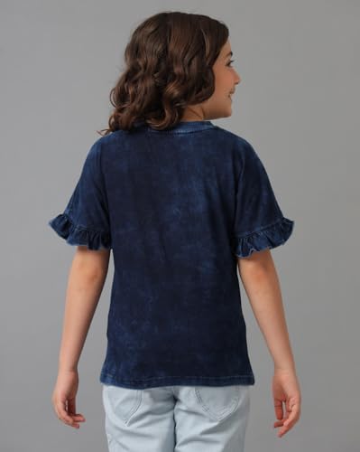 Image of Under Fourteen Only Girls Cotton Tops Collection - Round Neck, Crop Top, Full & Half Sleeve, Drop Shoulder, Ruffle Sleeve, Graphic Printed, Embroidered & Slub Knit Styles