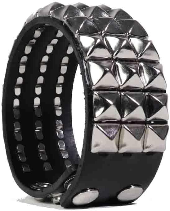 Jassion&Rainy Punk Pyramid Studded Alloy Nail Vegetable Tanned Leather Bracelet 3.3cm