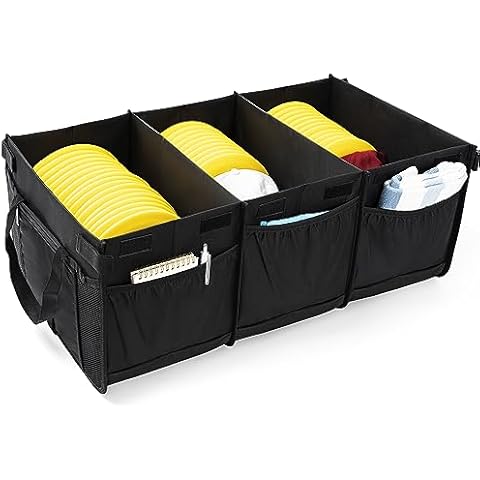 ITHWIU Disc Golf Storage Bag with Cover Large Capacity with 3 Dividers and 10 Side Pockets, Each Divider can hold 24 Discs, Entire Bag Can Hold up to 72-80 Discs, Black Cover