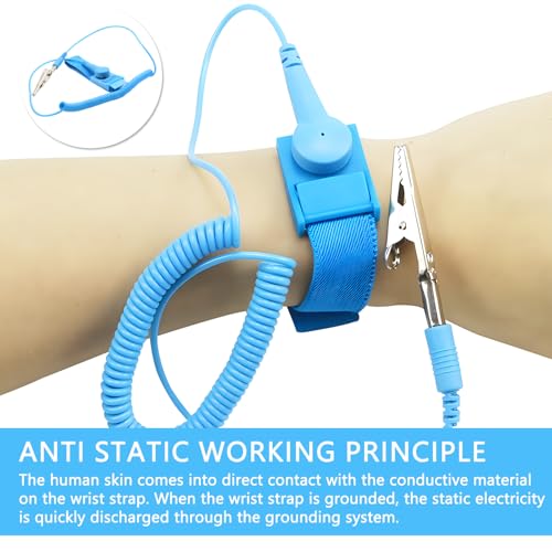 2 Stück Antistatik Armband, Anti-Static Wrist Strap, mit Erdung Draht und Alligator Clips, zum Schutz empfindlicher Elektronik vor Statischer Entladung, für eine ESD-sichere Reparatur