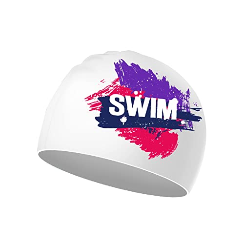Swimming Cap Kids 6-14 - Swim Cap Kids Swim Hat Kids Swimming Cap Boys Girls, Silicone & Waterproof (White, Purple&Pink)