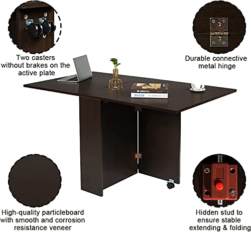 Vanspace Folding Dining Table Drop Leaf Table For Small Spaces With Storage Racks Multifunction Space Saving Table Extension Dinner Table For Kitchen Bedroom Dining Room #TOP6
