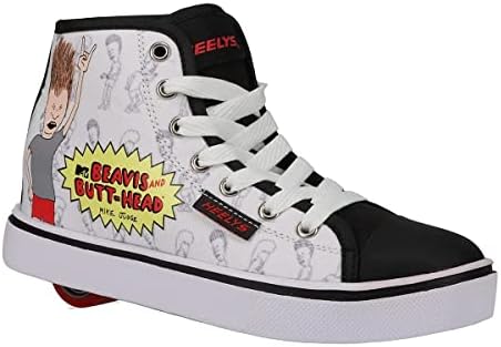 HEELYS Hustle Beavis and Butthead Wheeled Heel Shoe, White/Black, 8 US Unisex Big Kid | Image 1