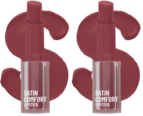 Image of Swiss Beauty Satin Comfort Lipstick | Ultra-Hydrating | Highly Pigmented | Smooth Glide | Satin Matte Finish | One-Swipe Application | Shade- 6 English Rose, 3gm (Pack of 2)