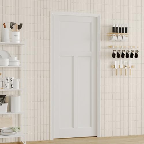 Image of Pocket Door, 30 in. x 80 in, T-Shaped Core with Frame and Hardware Kit Set, White Primed, Modern, Engineered Wood, No Assembly Required