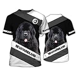 Mens Womens 3D Printing Newfoundland Casual Round Neck T-Shirt with Cute Dog Graphic Art for Gift for Dad Dog Pet Owner L