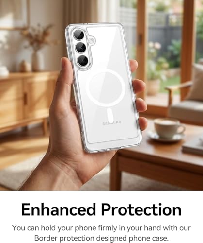 Image of QsmQam Crystal Hybrid Back Case Cover Compatible with Samsung S26 |Compatible with MagSafe| Clear Protective Case | Transparent Back Case- (Military-Grade Polycarbonate + TPU,Dual Layered)