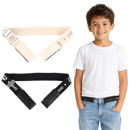 Image of GUSTAVE 2pcs Belt for Kids, Stretchy Kids Belt for Boys Girls, Fashion Adjustable Waist Belts, Elastic Silver Buckle Child Toddler Belts