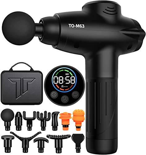 Toloco Massage Gun, Muscle Massager Compact Deep Tissue Treatment For Any Athlete, Portable Carry Case And 12 Interchangeable Heads Best Gift For Family And Friends, Black #TOP21