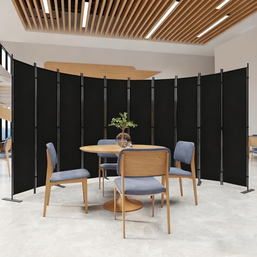 Image of C-Hopetree 10 Panels Room Divider, 6 Ft Tall Indoor Folding Privacy Screen, Portable Partition Separator, Freestanding Separation Temporary Wall for Office, Bedroom, 197 inch W X 71 inch H, Black
