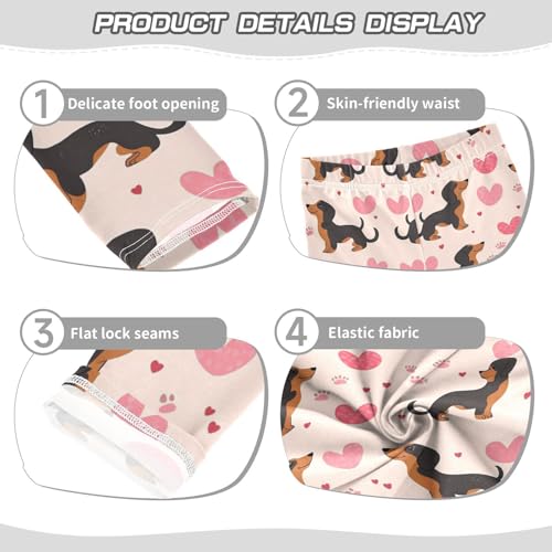Wusikd Dachshund Dogs Girls' Leggings Toddler Doodles Hearts Kids Yoga Pants Dance Active Tights 4T3