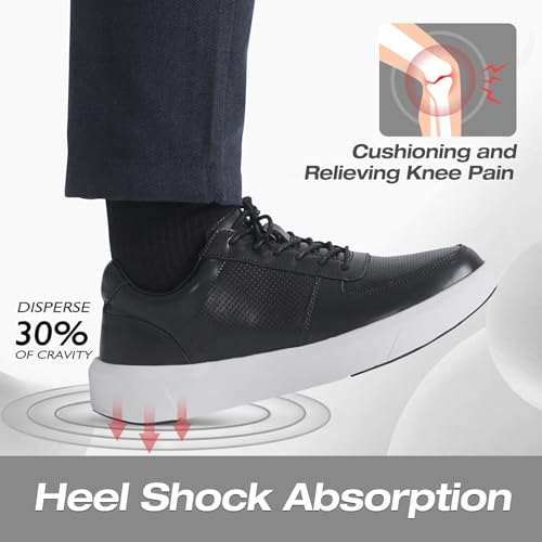 XPACS Men's Orthopedic Leather Dress Walking Shoes: Comfortable Arch Support Plantar Fasciitis Flat Feet Sneakers, Casual Business Work Adjustable Fit Heel Foot Pain Relief Orthotic Oxfords3