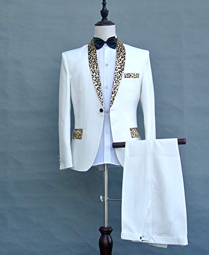 Men's Modern 2-Piece Suit Leopard Grain Shawl Lapel One Button Tuxedos for Party/Prom2