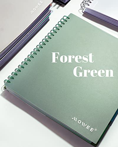 Image of 5 Subject Notebook - Spiral Notebook, College Ruled Notebook With Dividers Pocket, Tabs, 11 inch Ruler, 200 Pages, for Writing Journal, Home & Office, School Supplies, 8.5''x11'' Forest Green | 200 Pages, 11 inch Ruler, 8.5 inchx11 inch Forest Green, Pocket Dividers with Labels, for Writing Journal, Home, Office & School Supplies