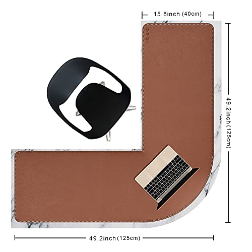 Image of Chihein L-Shaped Desk Pad, Corner Desk Mat (49.2 inch+ 49.2 inch) x 15.7 inch, Computer Office Mouse pad Writing Table Pad for Home Office - Brown /Gray