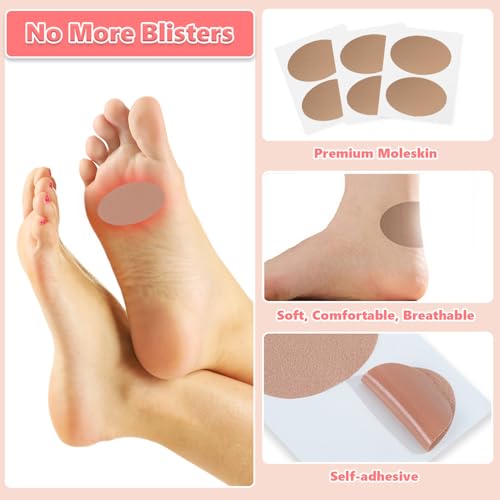 Image of Moleskin for Blister, Mole Skin Patch Blister Prevention Tape Moleskin Adhesive Padding Stickers for Feet, Shoes Heels, Toes, Efficiently Reduce Friction for Your Skin - 10 Sheets, 20 PCS