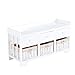 HOMCOM 3-Drawer 3-Basket Padded Storage Bench - White/Beige