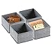mDesign boîte de rangement pour armoire ou tiroir (lot de 4) – boîte de rangement tissu idéale – panier de rangement flexible – gris