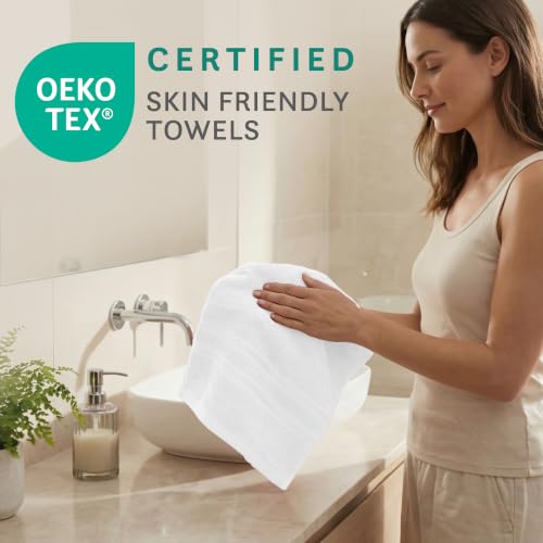 Image of MYTRIDENT 100% Cotton Hand Towels - Highly Absorbent, Super Soft 2 Piece Set, 400 GSM - for Gym, Spa, Comfort Living - Baby Talc