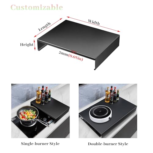 Couvercle cuisinière gaz grand format noir protection plaque de cuisson induction vitrocéramique