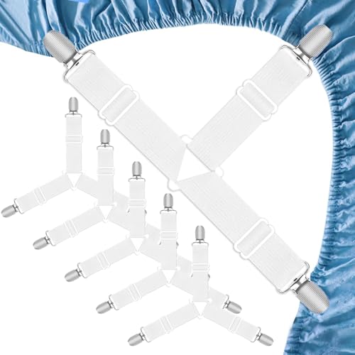 Kzouenzu Elastici Per Lenzuola [5 Pezzi], Clip Lenzuola Triangolari Regolabili, Per Fissare A Lenzuolo, Materasso, Divano, Asse Da Stiro
