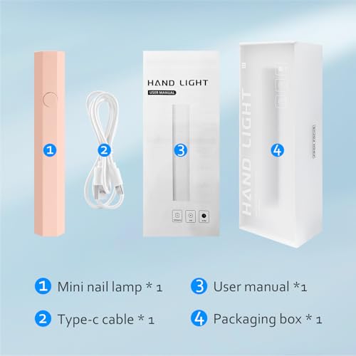 ANRUI Mini UV Light for Gel Nails, Handheld UV Light for Gel Nails, Cordless Rechargeable Mini Nail Lamp for Fast Curing Gel Polish, Portable Lightweight Mini Uv Light for DIY at Home, Travel, Pink - Image 7