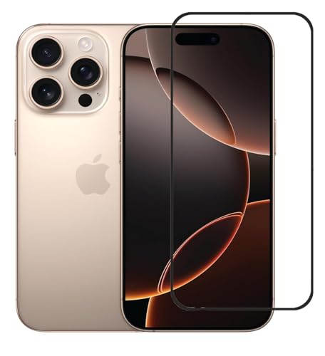Image of DD SON Tempered Glass Screen Protector Compatible for iPhone 16 Pro Smartphone (6.3 Inches) HD Glass with Edge to Edge Coverage and Easy Installation kit,Black