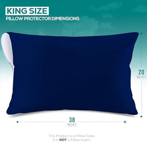 Image of Utopia Bedding Premium 100% Waterproof Pillow Protectors with Zipper King Size (Set of 2), Bed Bug and Dust Mite Proof Zippered Pillow Covers, Pillow Encasement Cases, Royal Blue
