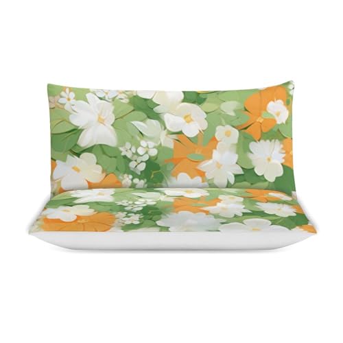 Juego de ropa de cama de 3 piezas con diseño de flores y mariposas con funda de almohada 5