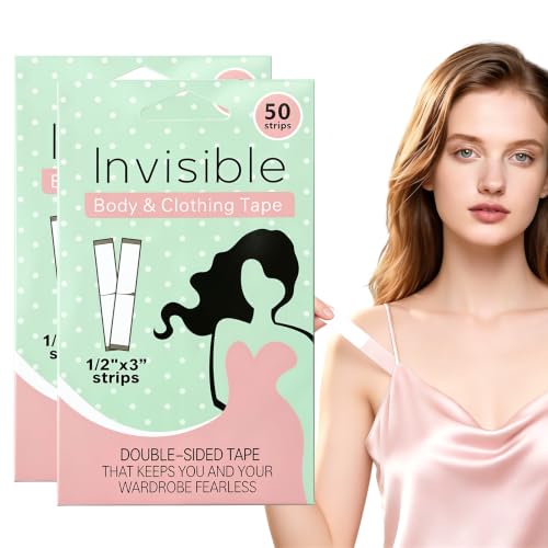 Fashion Body Tape, 100 pièces Adhésif Double Face Peau & Vêtement, Ruban Corps Invisible Imperméable, Scotch vêtement peau anti-dévoilement pour robe, décolleté, maintien discret tenue
