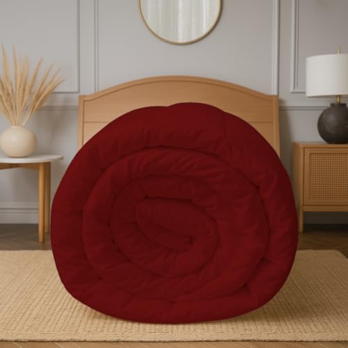 Image of Earthlycozy 500 GSM Premium Comforter - All-Season Down-Alternative, Lightweight, Breathable, Hypoallergenic and Machine Washable (Burgundy, Single)