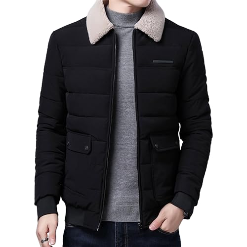 Veste d'hiver homme doublée Sherpa avec col en fourrure isolant