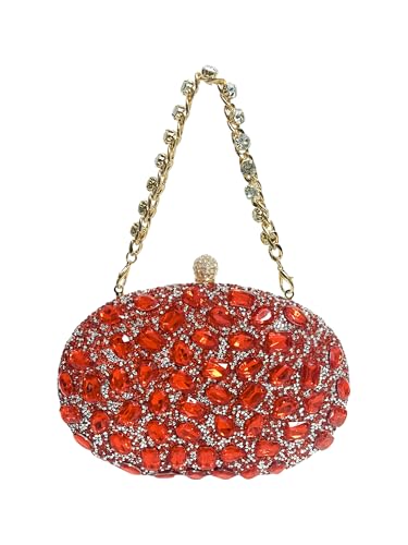 Image of Sparkling Crystal Diamond Women's Rhinestone Clutch Purse with Round Pearl Clasp