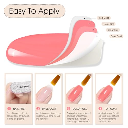 Image of CANNI 9ml Grapefruit Pink Gel Nail Polish, High Gloss UV LED Soak Off Gel