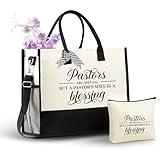InnoBeta Pastor Wife Appreciation Gifts Canvas Tote Bag for Women with Top Zipper Shoulder Strap - Blessing