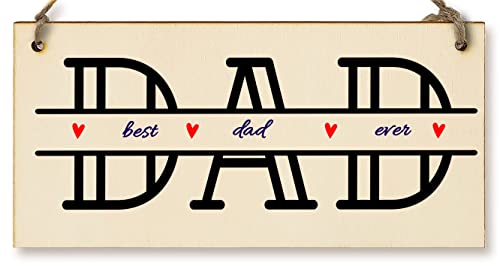 Image of Handmade Wooden Hanging Wall Plaque Father's Day Best Dad Ever Monogram Style Gift Office Man Cave Sign