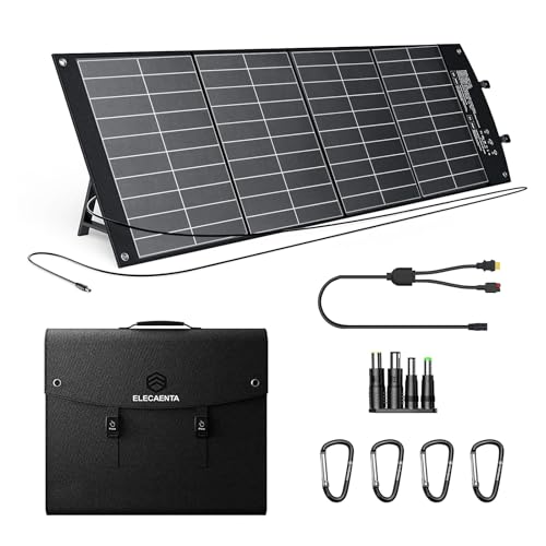 ELECAENTA 120W Faltbar ETFE HPBC Solarpanel Tragbarer Solar Ladegerät USB-C PD60W USB QC3.0 DC-XT60/Anderson Wasserdicht für...