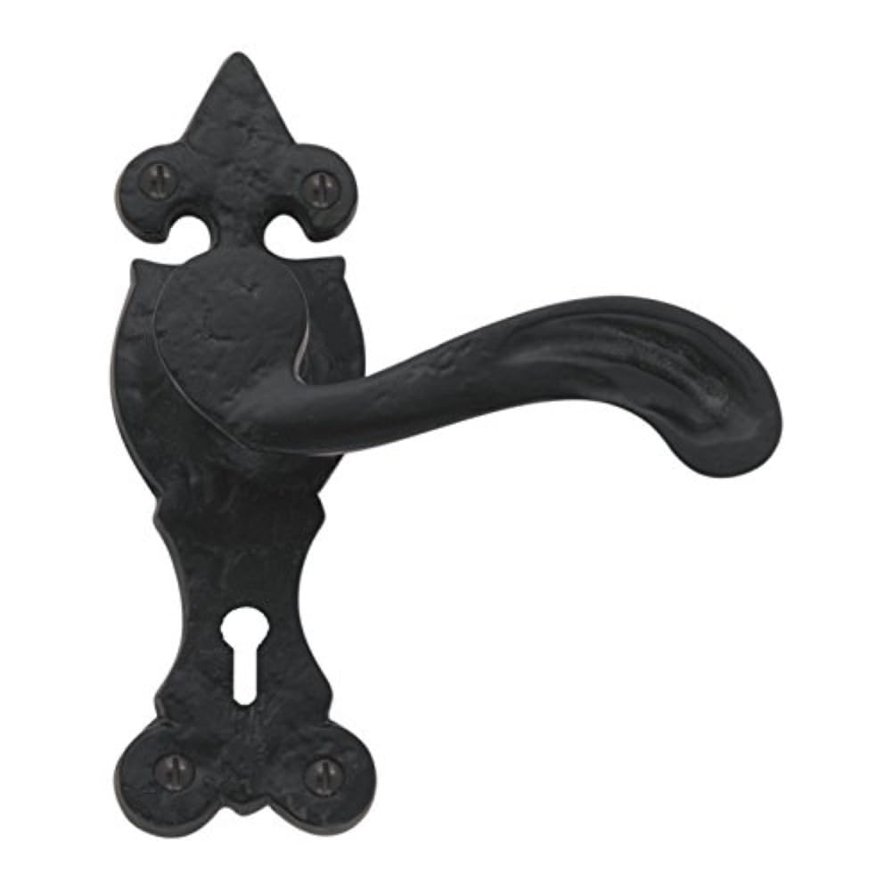 Euroart Black Antique Lever Lock On Backplate Door Handle From
