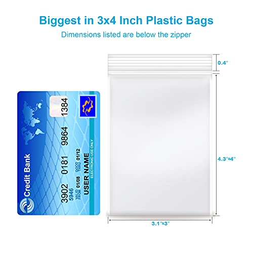 3''X 4'', (Pack Of 100) Small Clear Poly Zipper Bags Reclosable Zipper Lock Storage Plastic Bags For Jewelry, Gift Card, Candy #TOP1