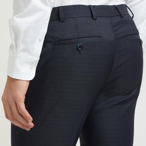 Image of Raymond Men Slim Fit Checks Pattern Polyester Blend Flat Front Formal Trouser