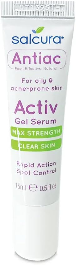 Natural Skin Therapy, Antiac Activ Gel Serum Moisturiser Cream, Suitable Treatment For Anyone With Oily & Acne-Prone Skin, Reduces Redness & Unevenness 15ml
