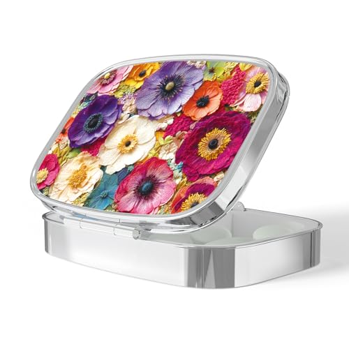 Image of Pill Box-2 Compartment Small Pill Case Portable for Pocket & Purse Single Pill Carrier Pill Container to Hold Vitamins Medication Fish Oil and Supplements BPA-Free