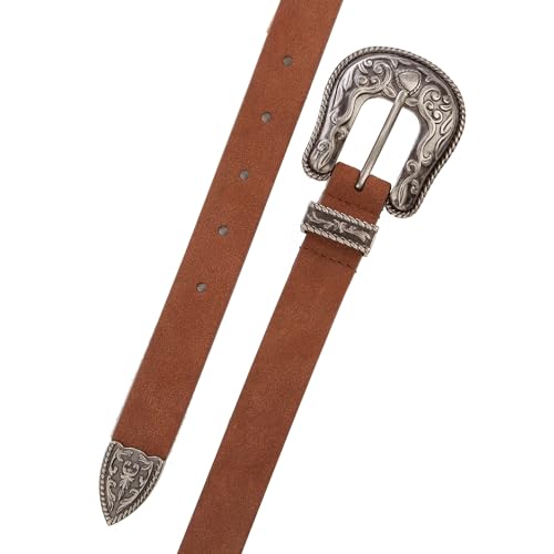 Image of Lucky Brand Women's Western Leather Belt | Classic | Fashion | Vintage | Buffalo Leather | Western-Inspired