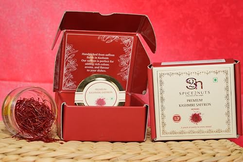 Image of SPICE2NUTS Premium Kashmiri Saffron, Pure Grade A, Glass Jar (1 Gram)