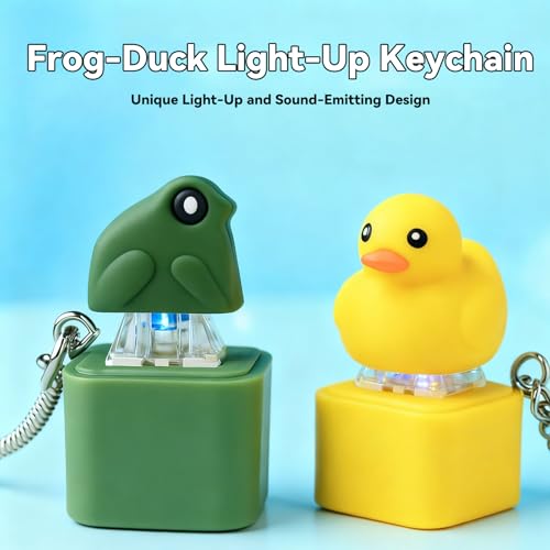 Image of Frog Croaking Fidget Toy, Frog Croaking Keychain With Sound LED lights, Keyboard Clicker For Stress Relief Fun Gifts