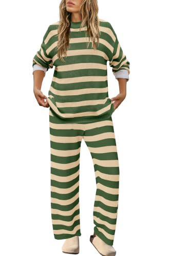 Image of SENSERISE Womens Striped Set Sweater Lounge Sets
