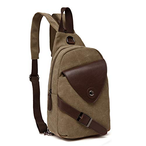 DRF Canvas Sling Bag Chest Crossbody Bag Vintage Fit iPad BG-01 (Khaki)