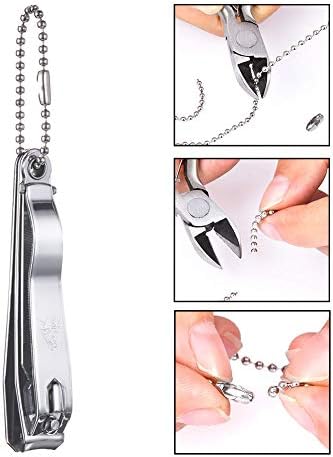 16.4 Feet Ball Bead Chain, Metal Beaded Pull Chain Extension with Connector Ball Chain Keychain Beaded Roller Chain with 20 Matching Connectors (3.2 mm, Silver
